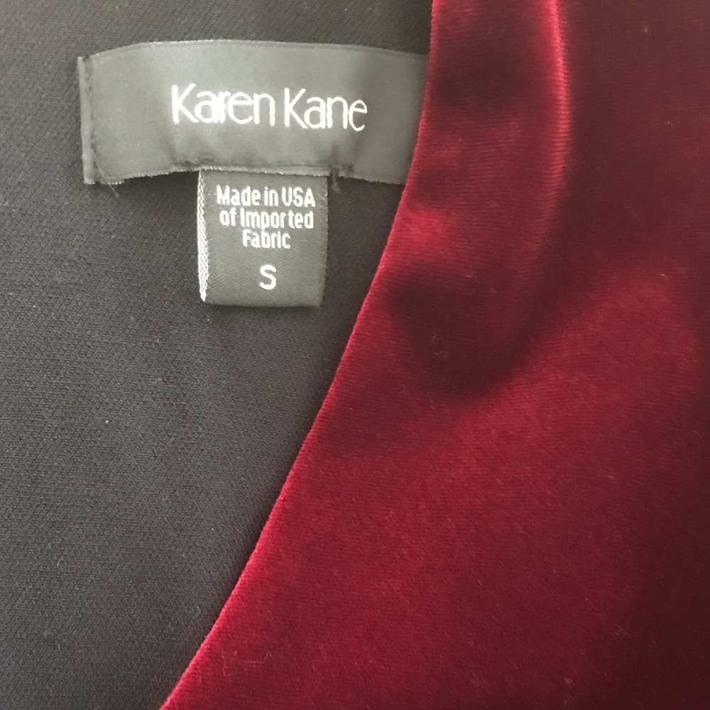 New w/o Tags Karen Kane Wine (Maroon) Stretch Velvet V-Neck Sheath Dress - Picture 7 of 10
